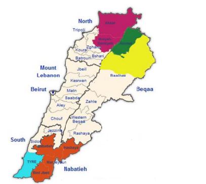 Lebanon_Project areas - Adaptation Fund